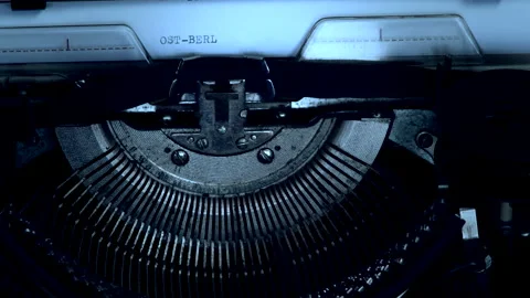 OST-BERLIN being typed on vintage typewriter. Cold war. Document Stock Footage 185183653