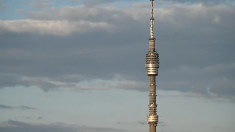 Ostankino tower Time Lapse Clouds Day Stock Footage 246627093