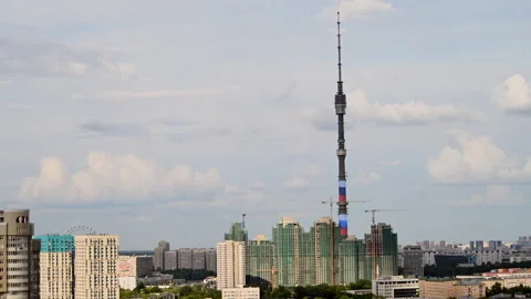 Ostankino tower Time Lapse Clouds Day Stock Footage 246627135