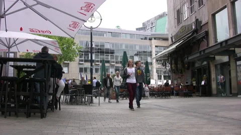 Ostenhellweg street in Dortmund view towards plaza 動画素材 52076437