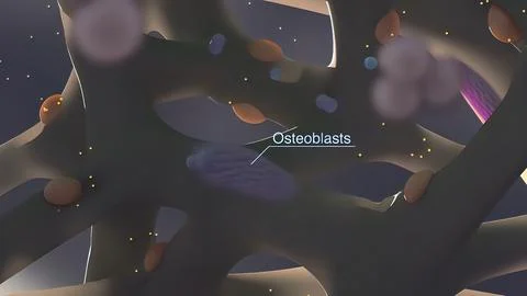 Osteocytes are the basic cells of the bone matrix cycle Stock Illustration