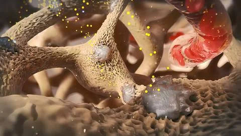 Osteocytes are the basic cells of the bone matrix cycle Stock Illustration