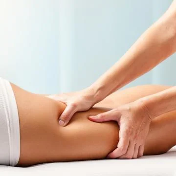 Osteopathic hamstring massage. Stock Photos