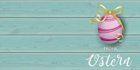Ostern Easter Egg Bow Wooden Turquoise Planks Header Stock Illustration