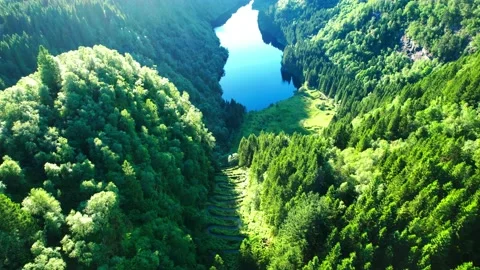 Osteroy-Aerial reveal drone flight view-Kossdalssvingene snakpath reveal Norway  Stock Footage 200921453