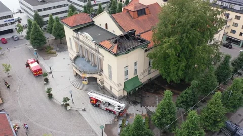 Östgötateatern fire Stock Footage 196868653