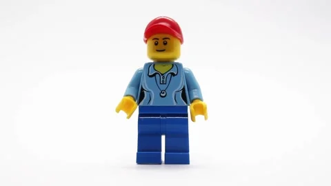 Ostrava, Czech republic - October 8th 2025: Lego figure in blue clothes Stock Footage 320407058