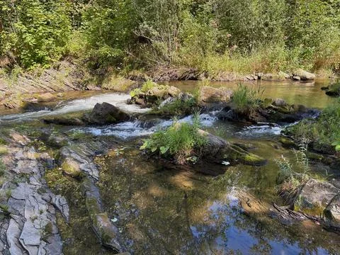 Ostravice river rapids. Stock Photos