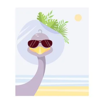 Ostrich on the beach Illustrazione stock