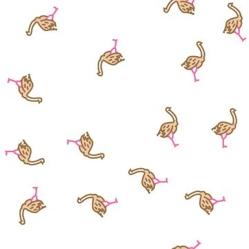 Ostrich bird vector seamless pattern Stock Illustration
