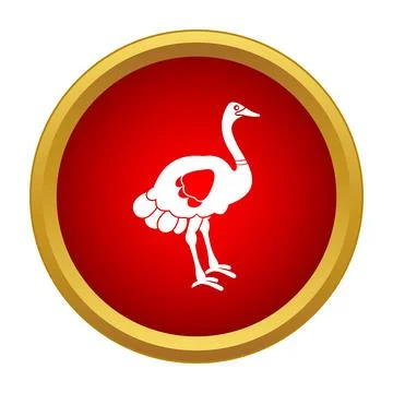 Ostrich icon in red circle button Stock Illustration