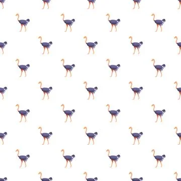Ostrich seamless pattern with cartoon style illustration Illustrazione stock