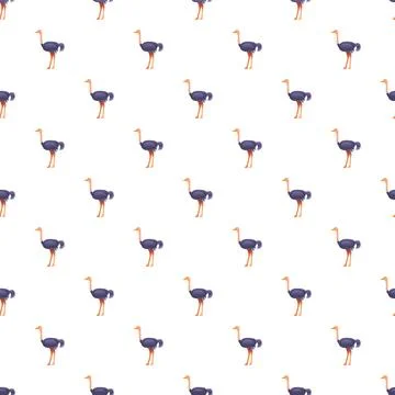 Ostrich seamless pattern on white background Stock Illustration