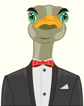 Ostrich in suit Stock Illustration