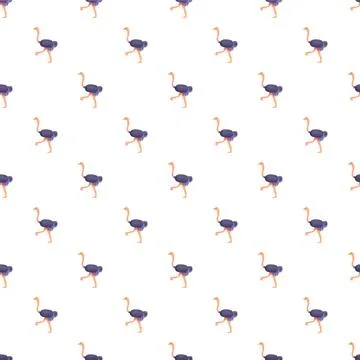 Ostrich walking pattern repeating in a seamless design Stock Illustration