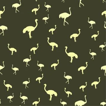 Ostriches silhouettes seamless pattern. Vector illustration Stock Illustration