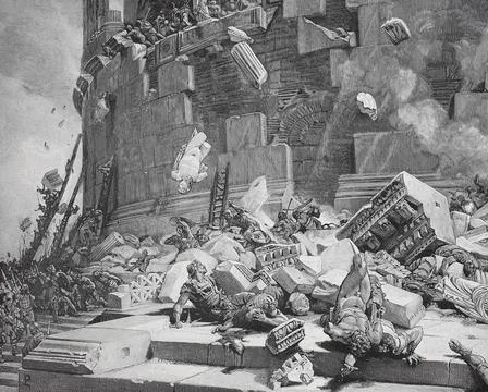Ostrogoths with King Bitiges attack Rome in 537 The Romans defend the city and Stock Illustration