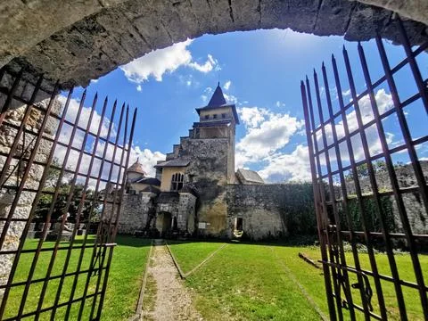 Ostrožac Castle Viewed Through an Open Fortress Gate Stock Photos