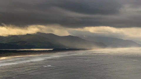 Oswald State Park, Oregon Coastline Timelapse Video with Pacific Ocean Waves Stock Footage 168944930