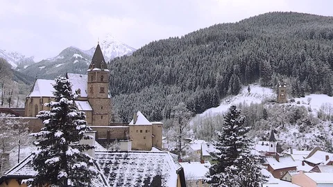 Oswaldikirche in EISENERZ, Austria, Winter Stock Footage 85516672