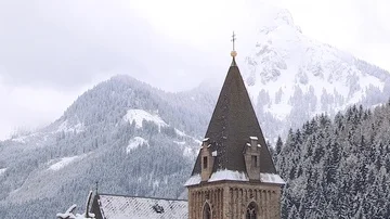Oswaldikirche in EISENERZ, Austria, Winter Stock Footage 85611780
