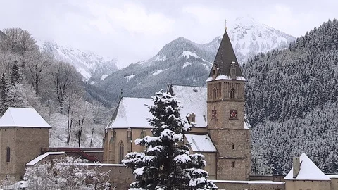 Oswaldikirche in EISENERZ, Austria, Winter Stock Footage 85612092