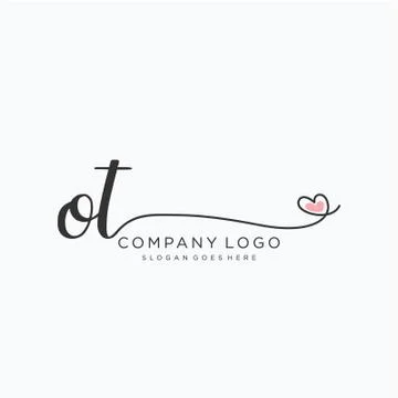 OT Initial handwriting logo design Stock Illustration