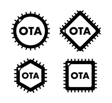 OTA over-the-air update concept chip icons Stock Illustration