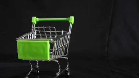 Otating empty shopping trolley Stock Footage 297443987