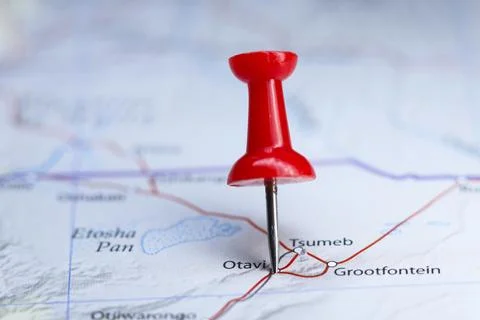 Otavi, Namibia pin on map Stock Photos