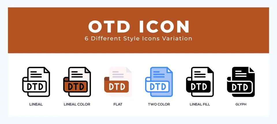 Otd file icons set. Different style of icons simple vector illustration. Stock Illustration