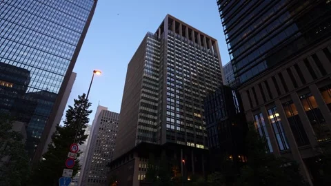 Otemachi Office District Night View in Tokyo, Japan Stock Footage 344832755