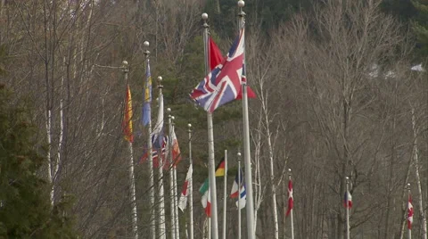 OTH-0002 Flags Blowing Together Video stock 1488570