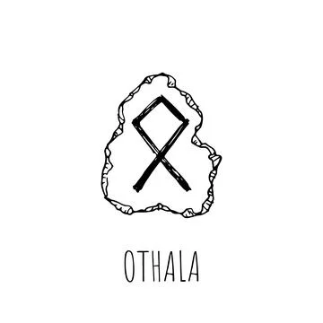Othala rune written on a stone. Vector illustration. Isolated on white. Stock Illustration