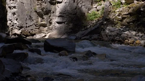 Othello Tunnels, Canada, Water Fall Super Slow Motion Stock Footage 92644101