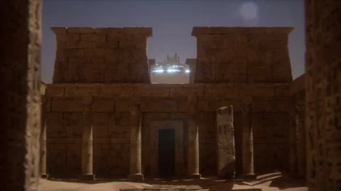 Otherworldly Light Descends on Ancient Temple Courtyard, A Spectacular UFO E Stock Footage 291428389