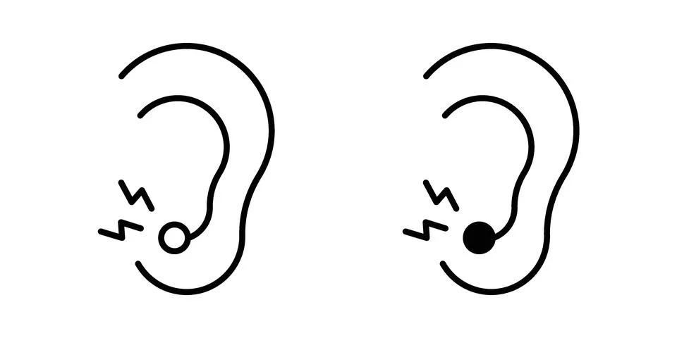 Otitis icon linear versions pack on white background Illustrazione stock