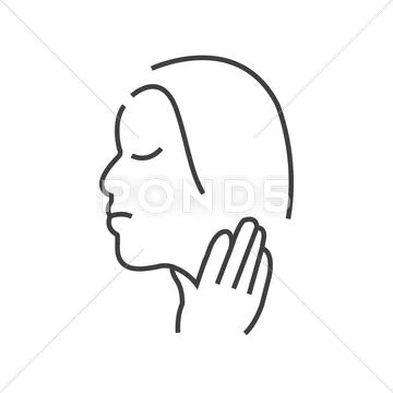Otolaryngology, Sore throat icon, line icon Style Stock Illustration