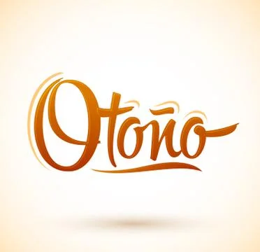 Otono, Autumn spanish text, vector lettering design. Stock Illustration