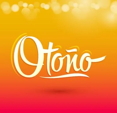 Otono, Autumn spanish text, vector lettering design. Stock Illustration
