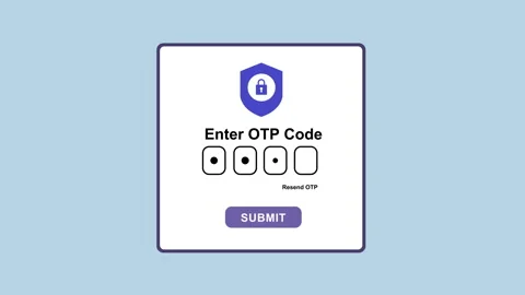 OTP Code Input and Verification UI 2d Animation with Alpha Matte Stock Footage 334994366