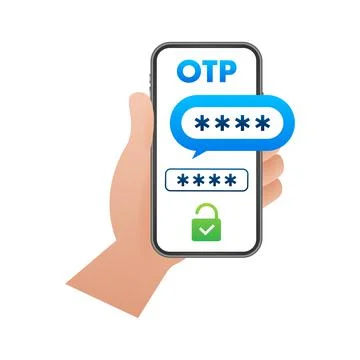 OTP One-time password. 2-Step authentication. Data protection, internet security Illustrazione stock
