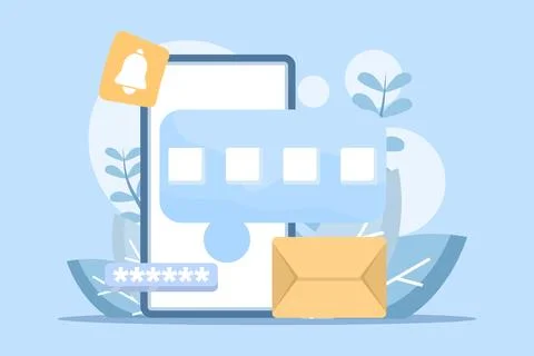 OTP or One-Time Password concept shown through a smartphone receiving Stock Illustration