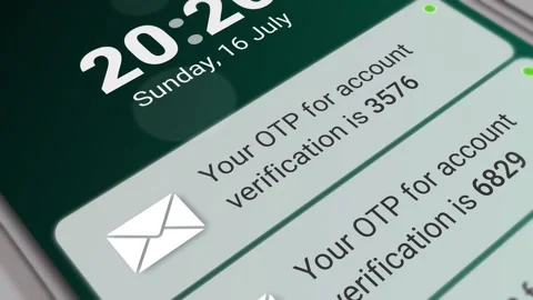 OTP Pop-up notification with one-time password on mobile screen. Stock Footage 331612707