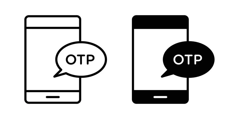 Otp sms icon vectors. Illustrations in black Stock Illustration