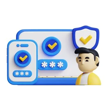 OTP Validation Process 3D Animated Concept. Stock Photos