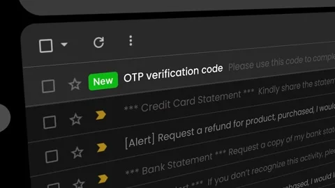 OTP Verification confirmation notification on mail, close-up screen footage. 库存影片 335675026