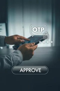 Otp verification Two-factor authentication via push notification on smartph.. Stock Photos