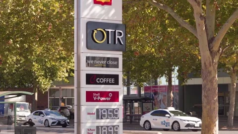 OTR Shell V-Power Petrol Prices At 195.9 Cents On Adelaide Suburban Forecourt Stock Footage 336064891