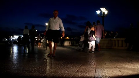 Otranto at Night in Italy Video stock 100274683